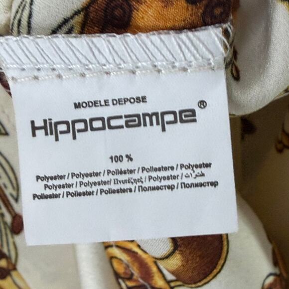 Hippocampe Blouse Top Womens M Cream Chain Print 3/4 Sleeve Old Money Equestrian - Picture 13 of 15